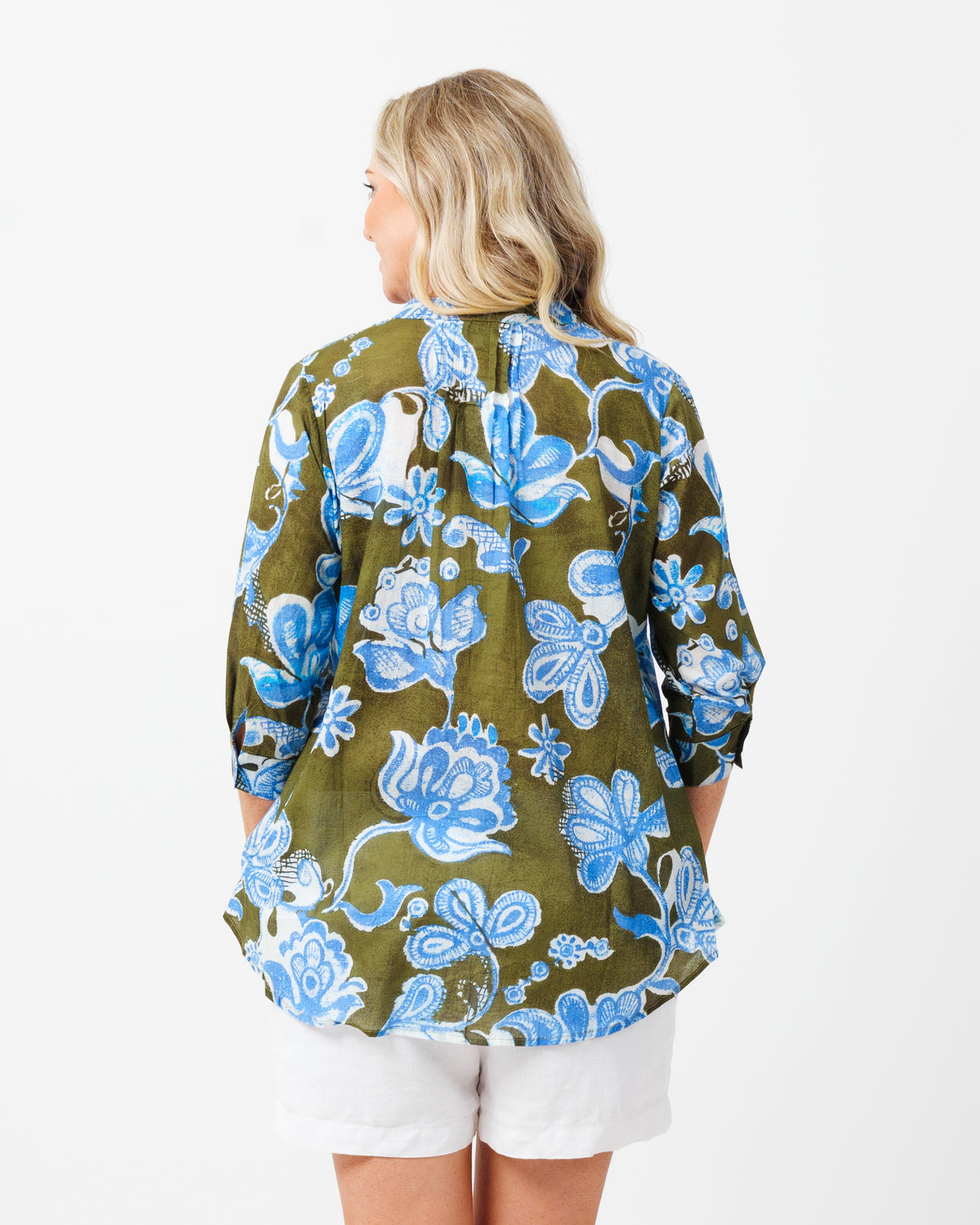 Palm Cove Top in Kale Floral