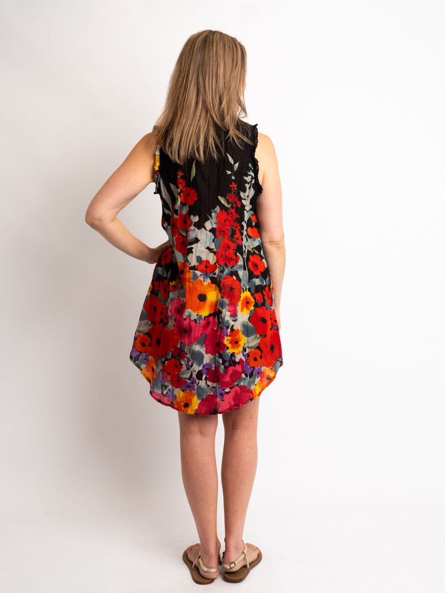 Chilli Dress Floral on Black and Grey