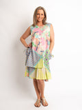 Lined Sleeveless Orpheus Dress in Pink/lime Print