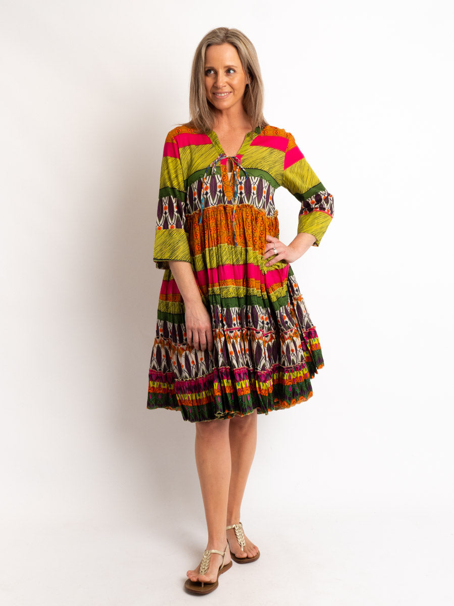 V-neck Gypsy Dress in Fiesta Print