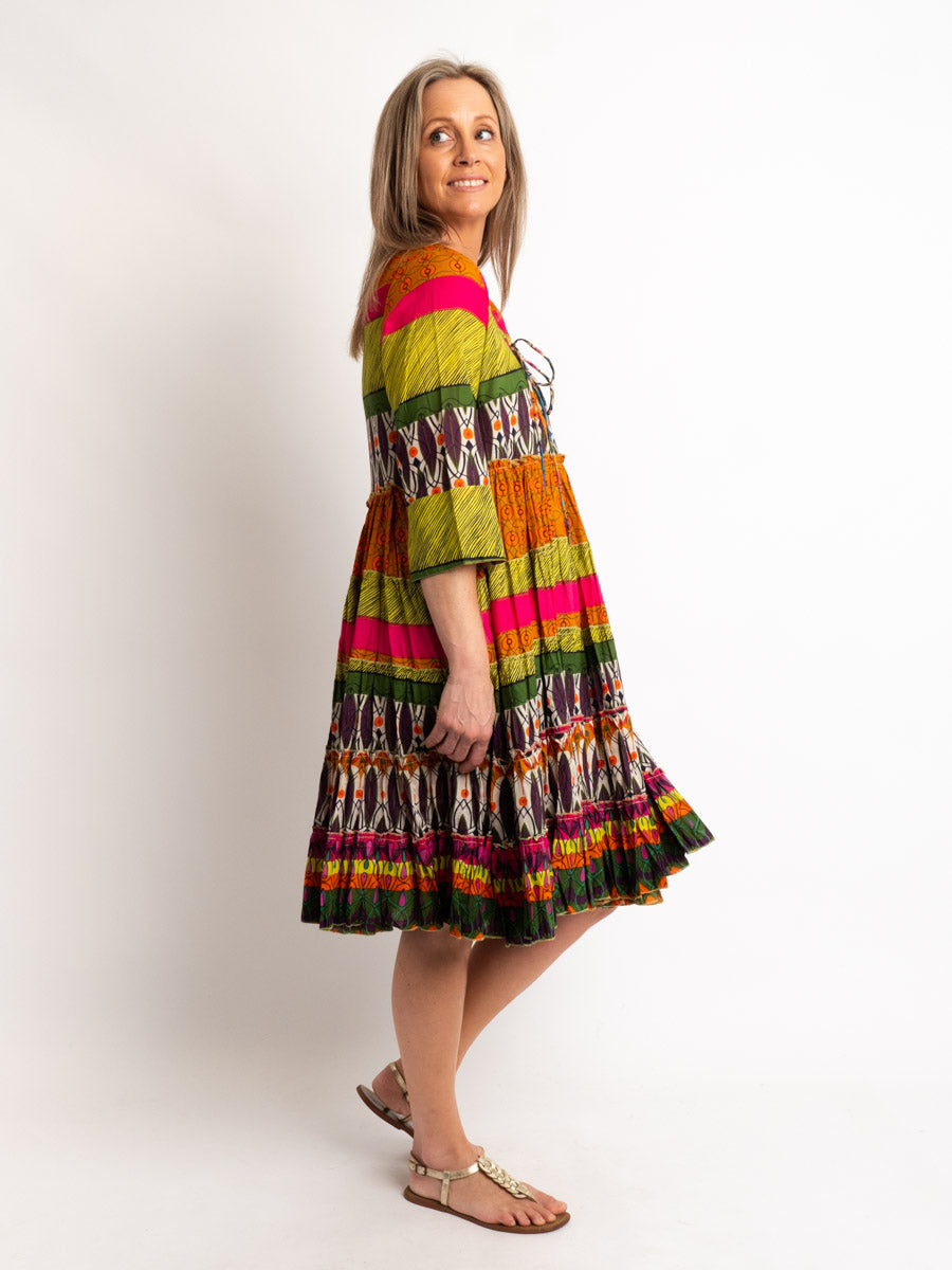 V-neck Gypsy Dress in Fiesta Print