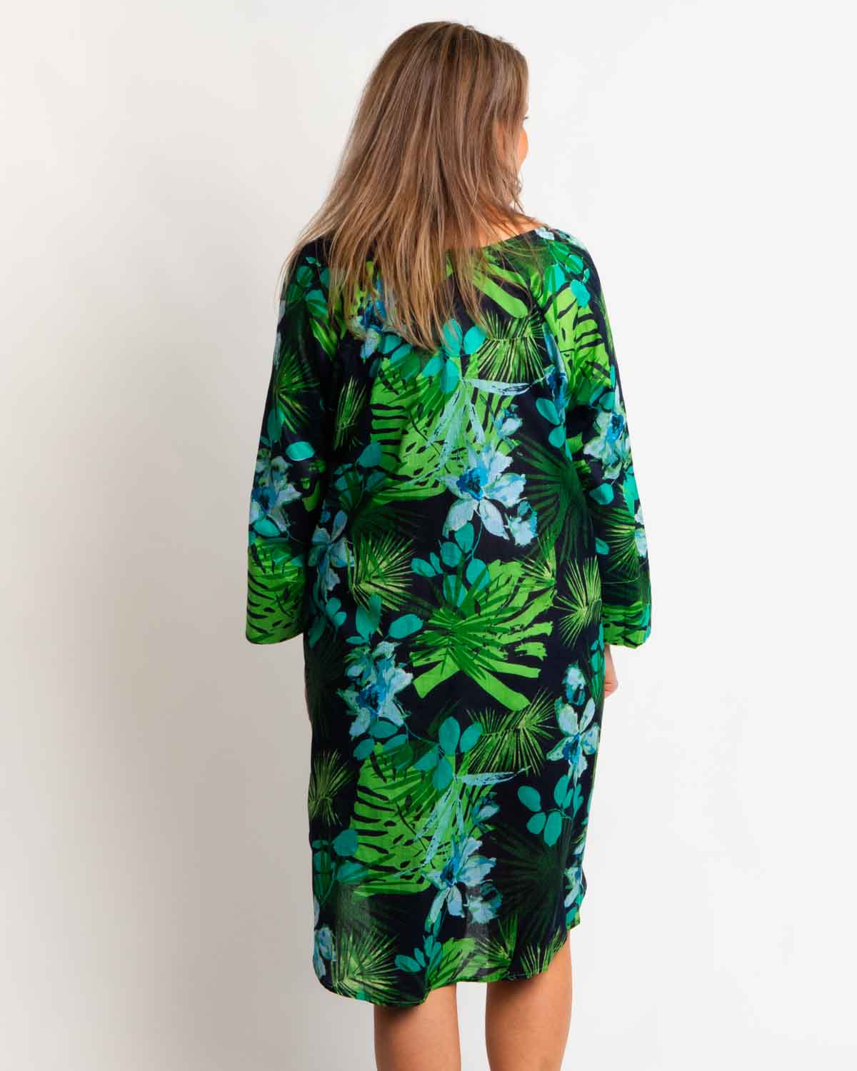 Free Size Proserpine Dress in Lime Green Garden Print