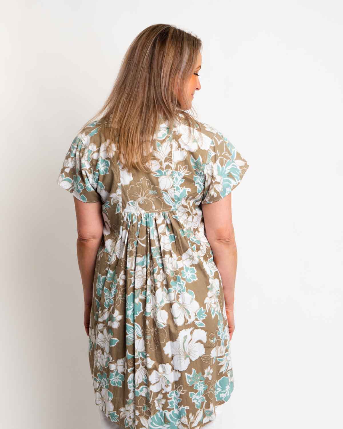 Super Cool and Comfy Hi-Low Dress in Olive Green Floral