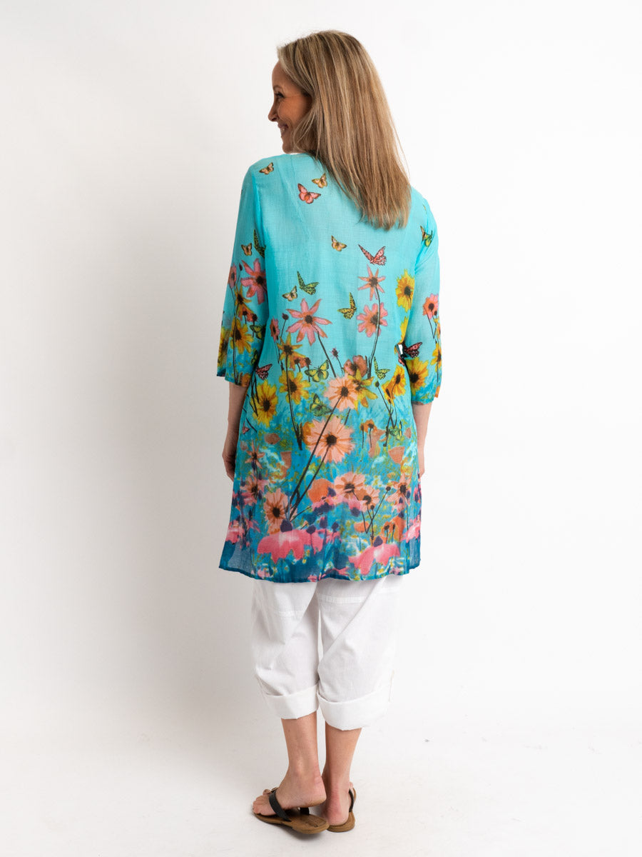 Long Top in Sky Blue Floral