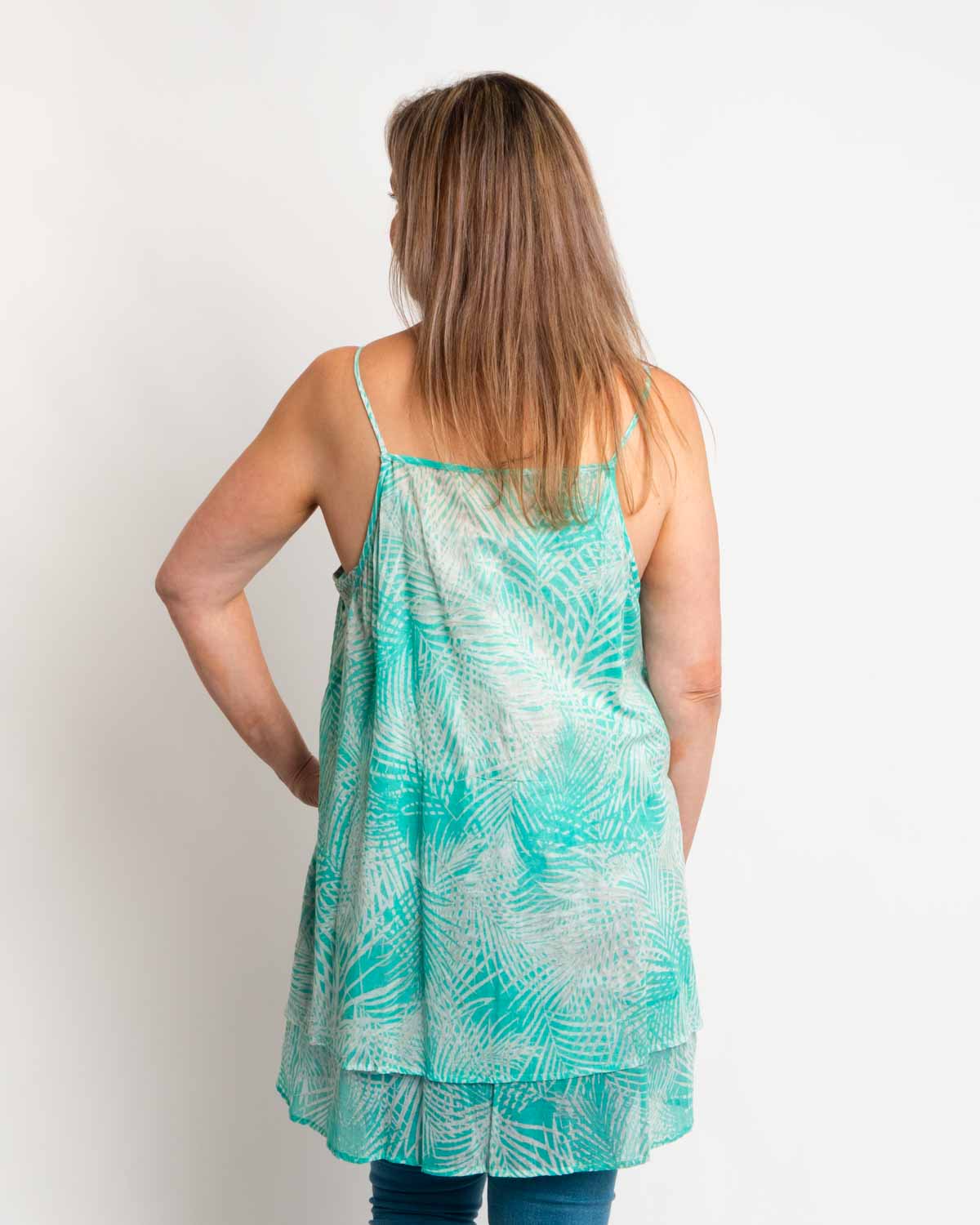 Double layered singlet top in peppermint leaf