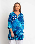 Kurta Style Top in Blue Festival Print