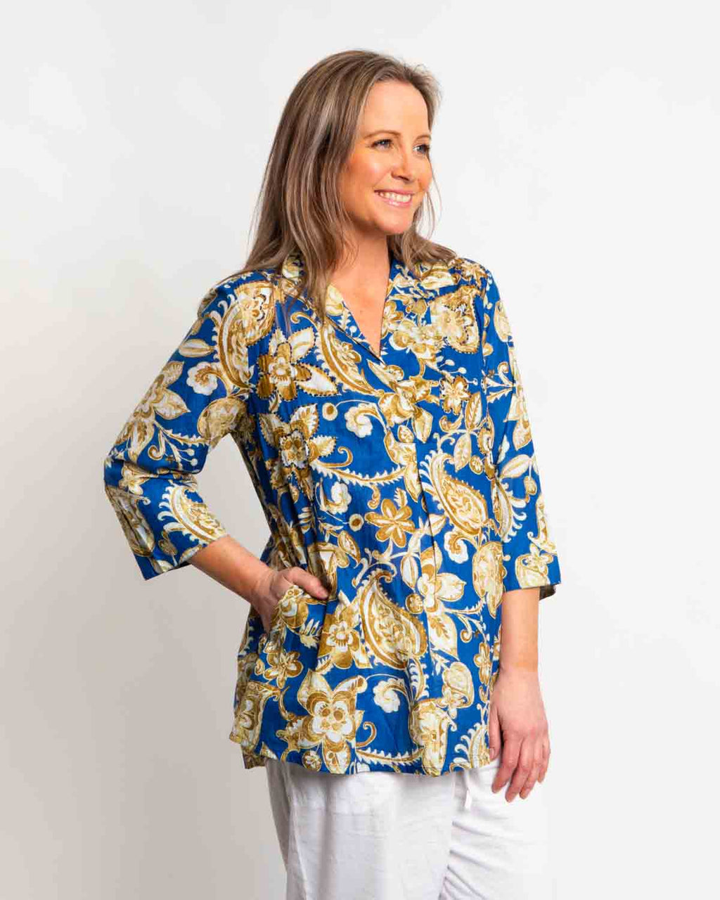 Mossman Top in Antique Blue