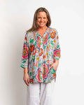 Palm Cove Top in Grey Pink Garden