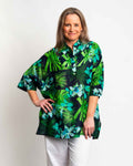 Trinity Beach Top in Lime Green Garden