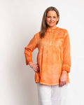 Embroidered Summer Top in Tangerine Wash