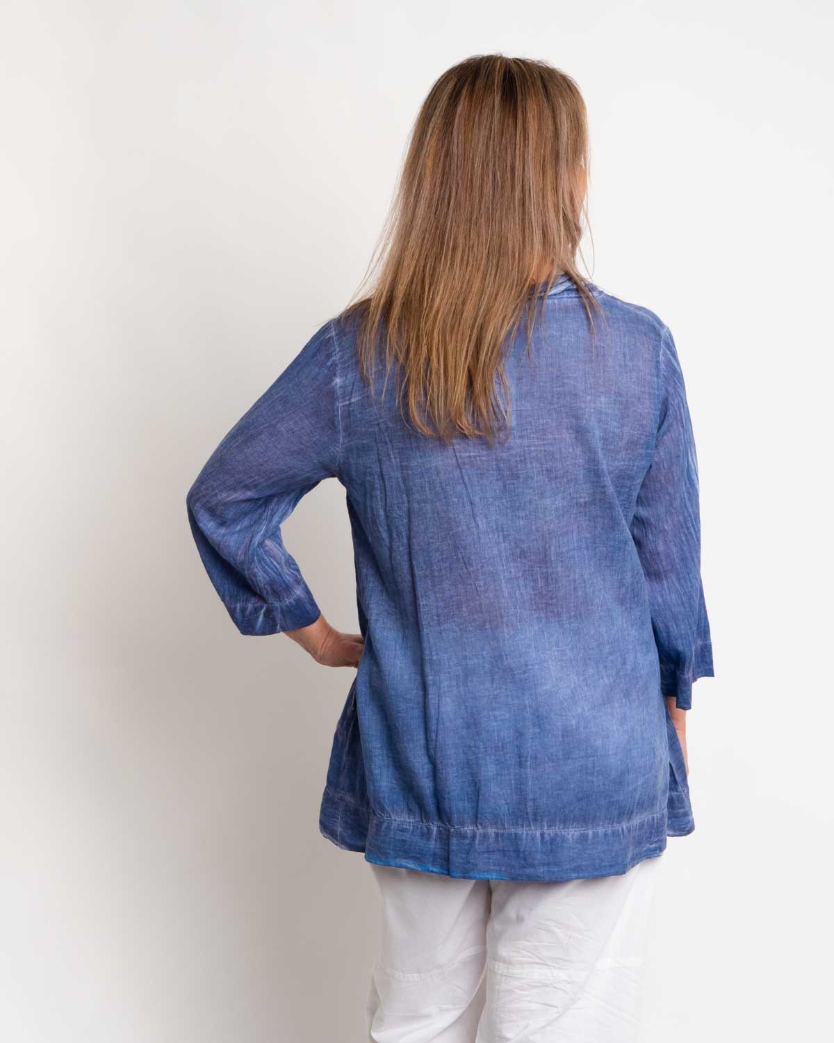 Pleated Summer Top in Blue Wash