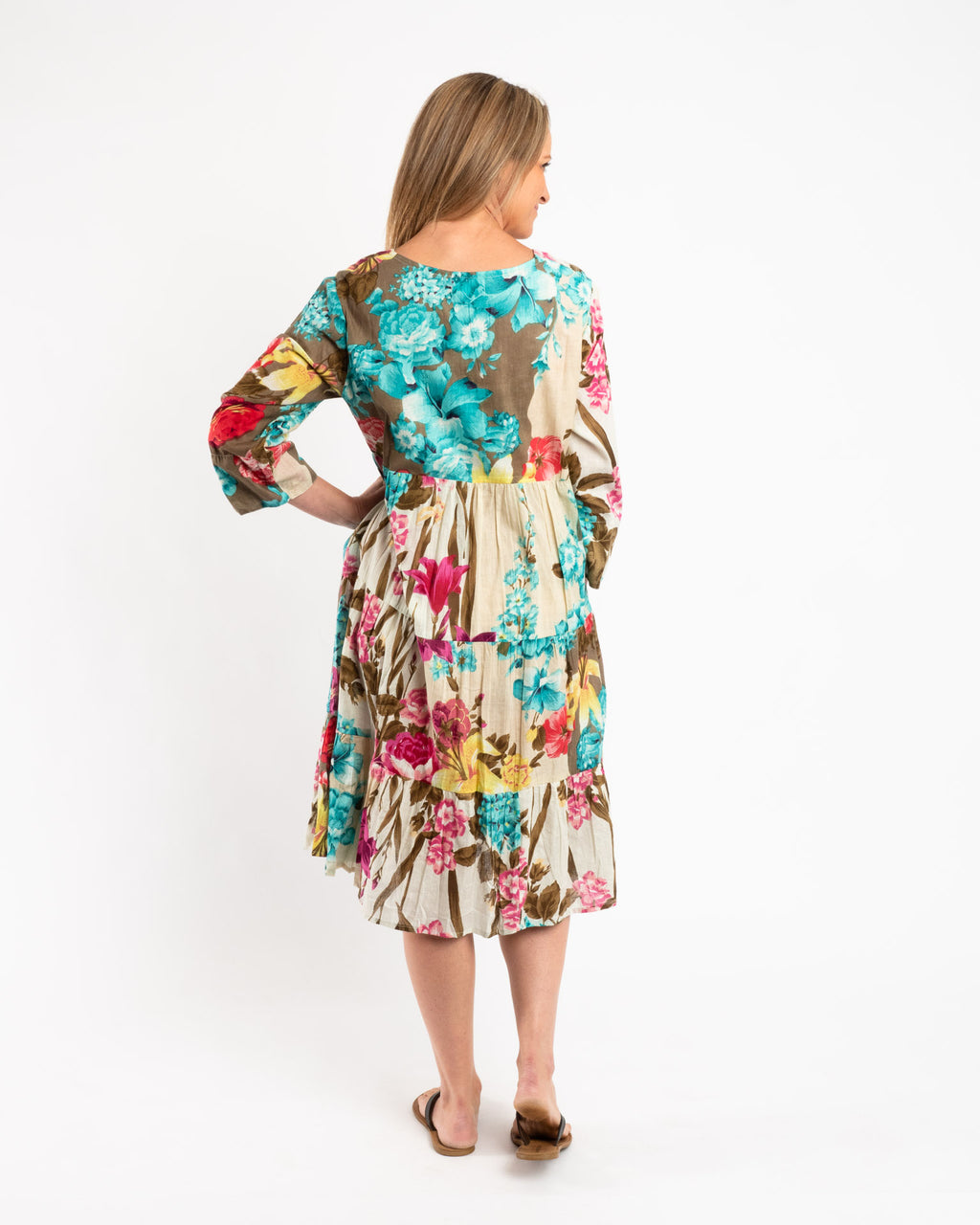 Gypsy Style Panel Dress in Ecru Floral