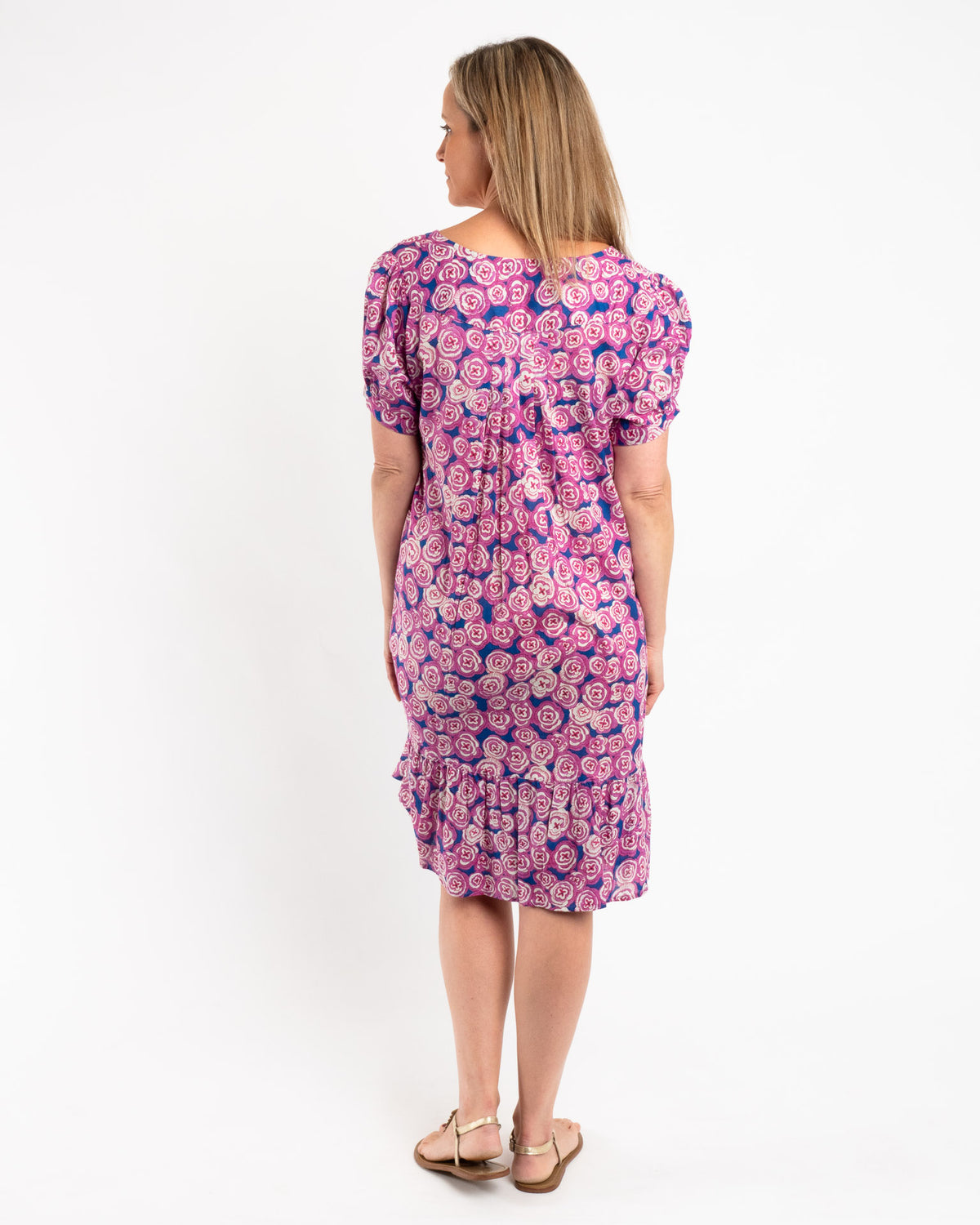 Cap Sleeve Summer Dress in Pink and Royal Blue