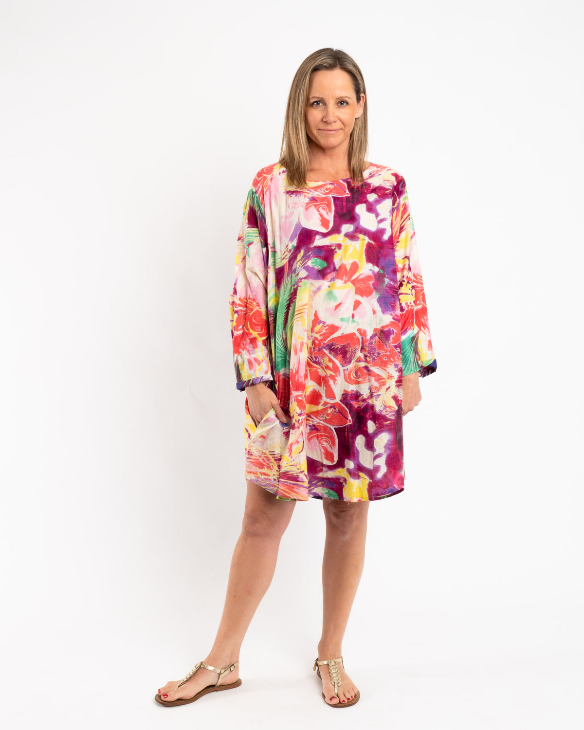 Free Size Summer Dress in Abstract Swirl