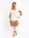 Pleated Dress Length Kurta in Pixelated Floral