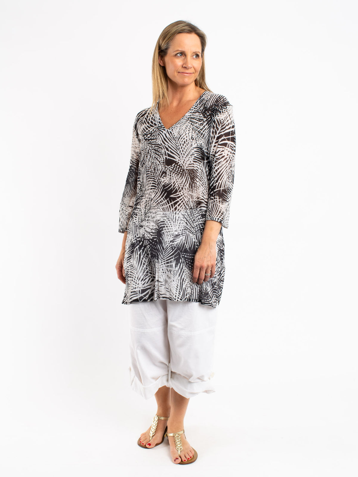 Flowing Fern Print Long Top