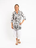 Long Pleated Shirt in Black and White