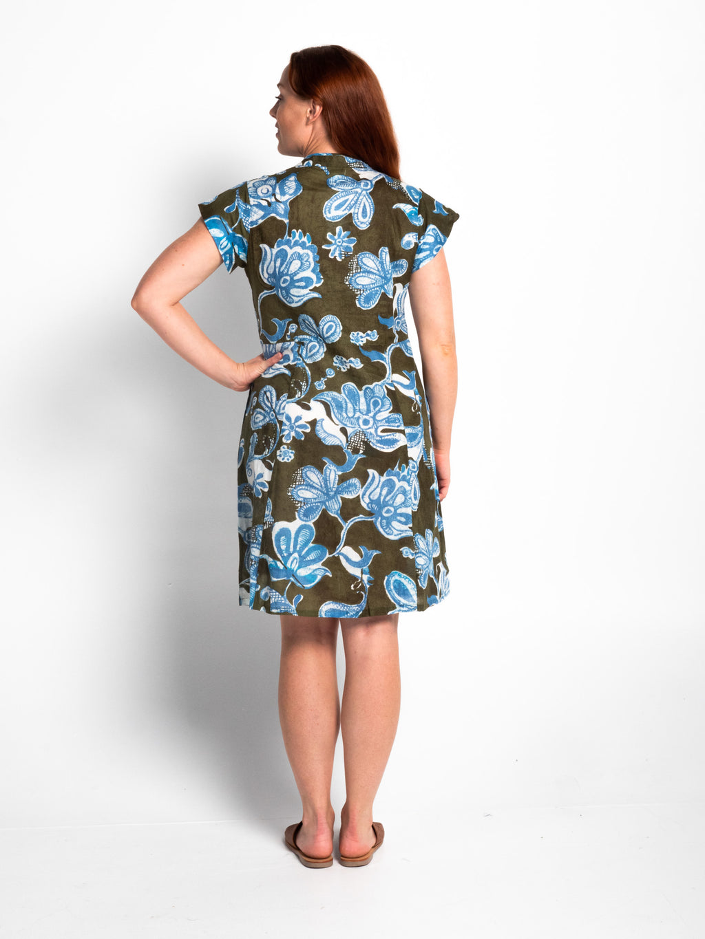 Mareeba Dress Cap Sleeve in Kale Floral