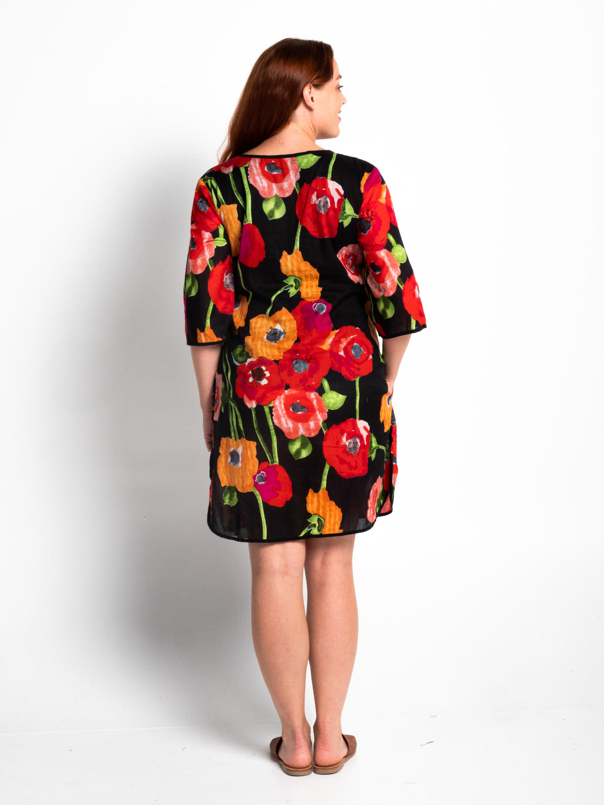 Bangalow Boho Dress in Black Poppies