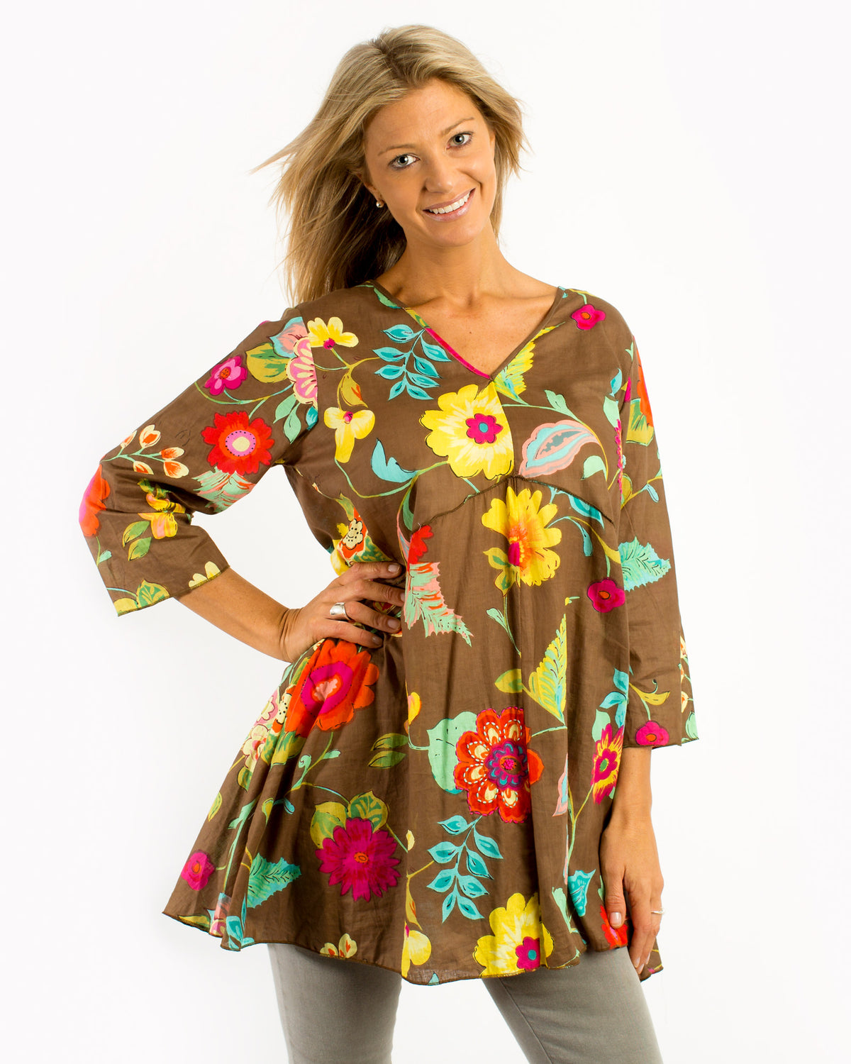 Daintree Top in Chocolate Floral