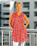 Francesca A-line shirt in Red Leaf print