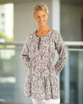 Andrea summer top in Black Leaf print