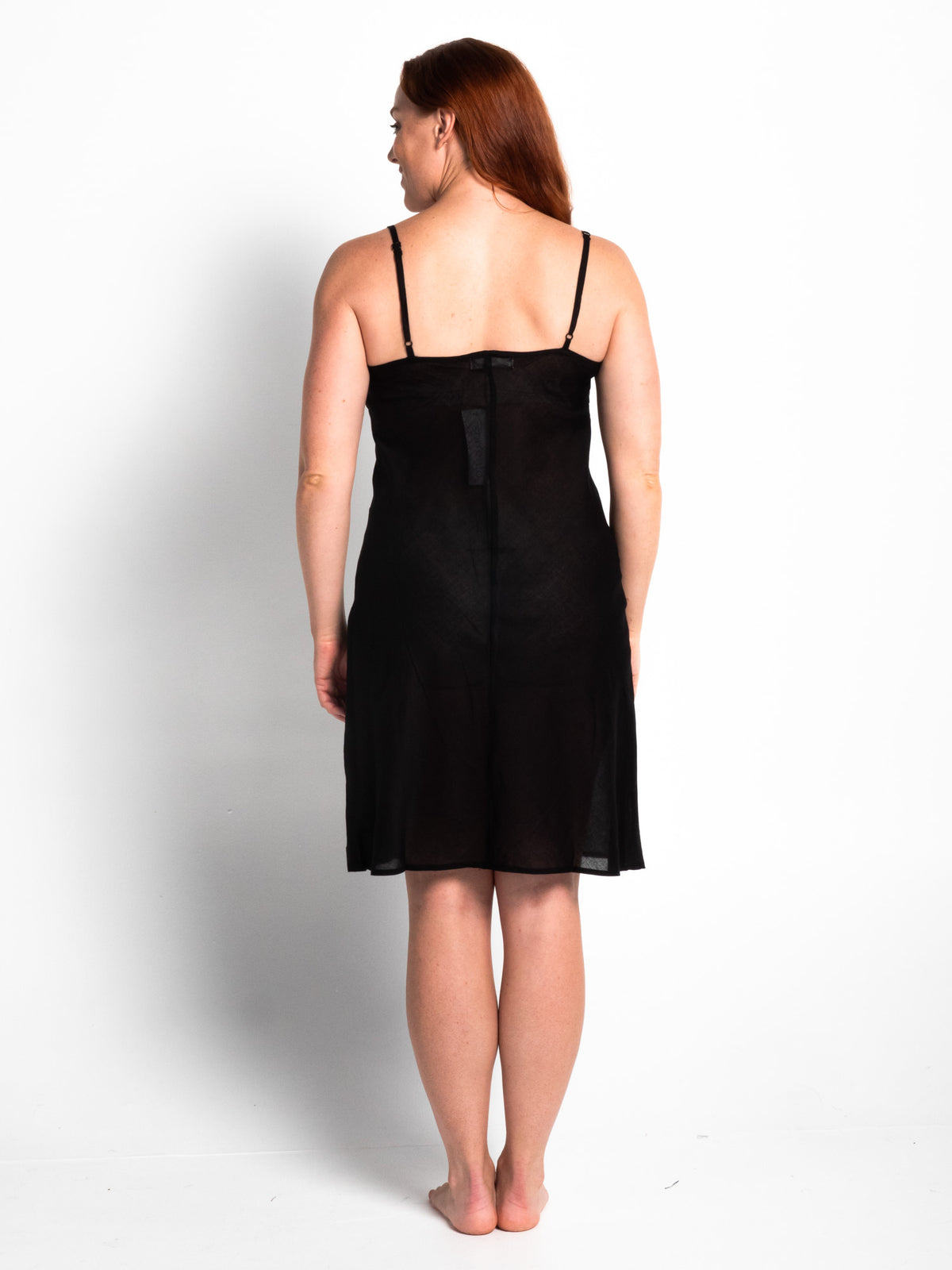 Sorrento Black Cotton Slip Dress Length