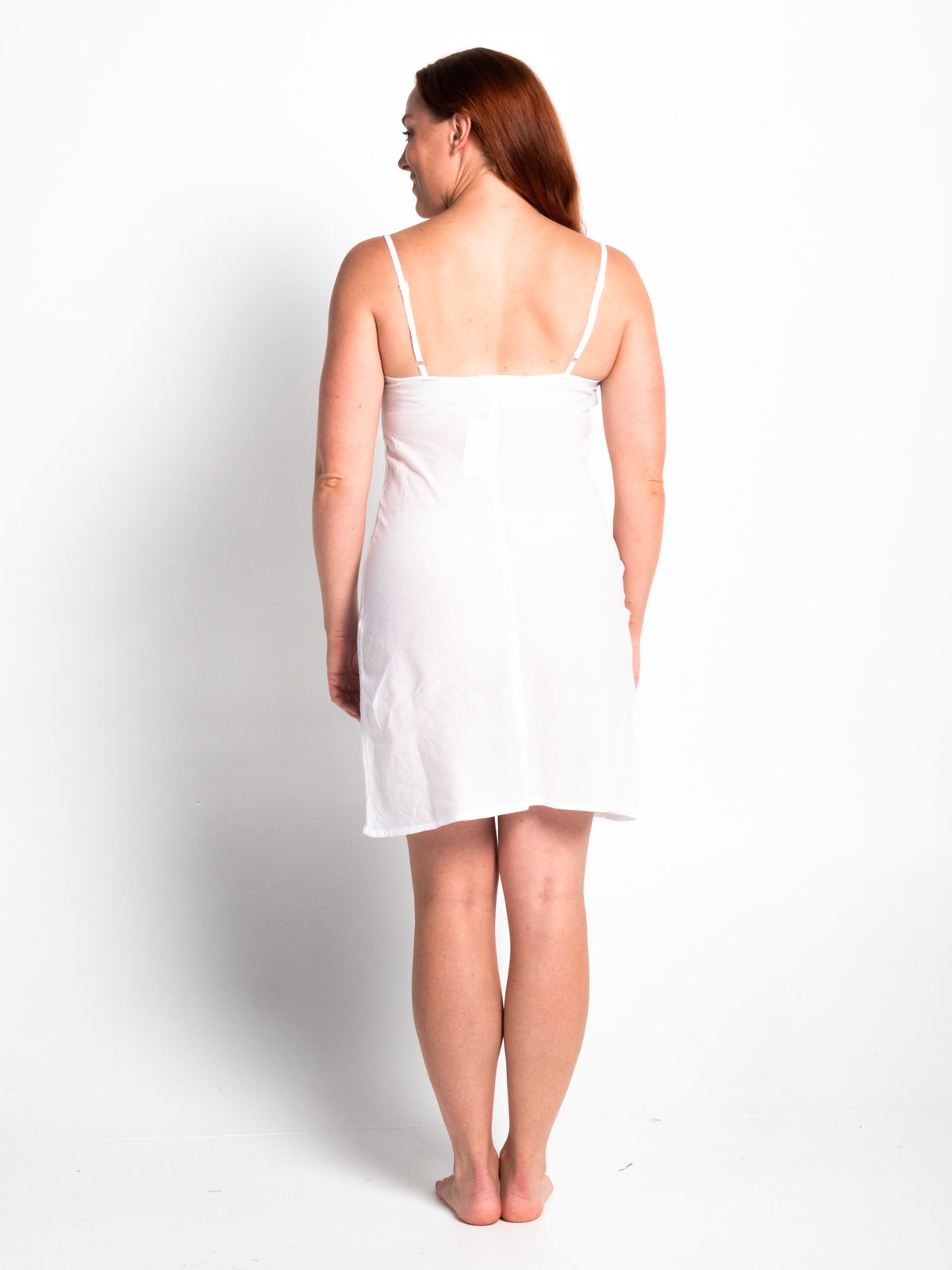 Sorrento White Cotton Slip Dress Length
