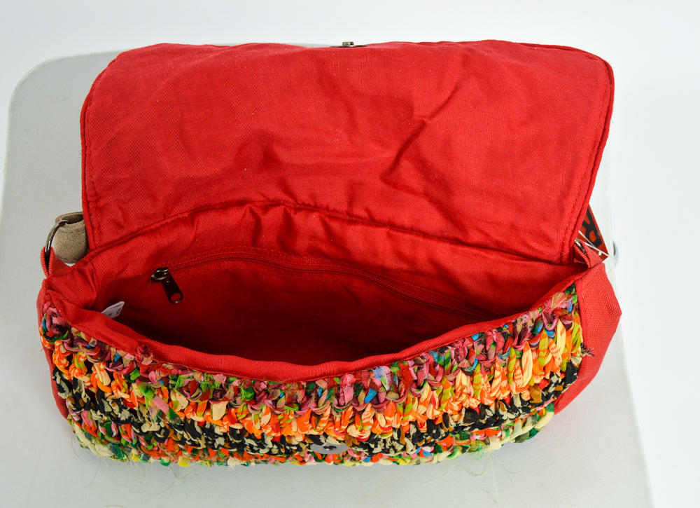 Hand crocheted shoulder bag in beautiful bright colours