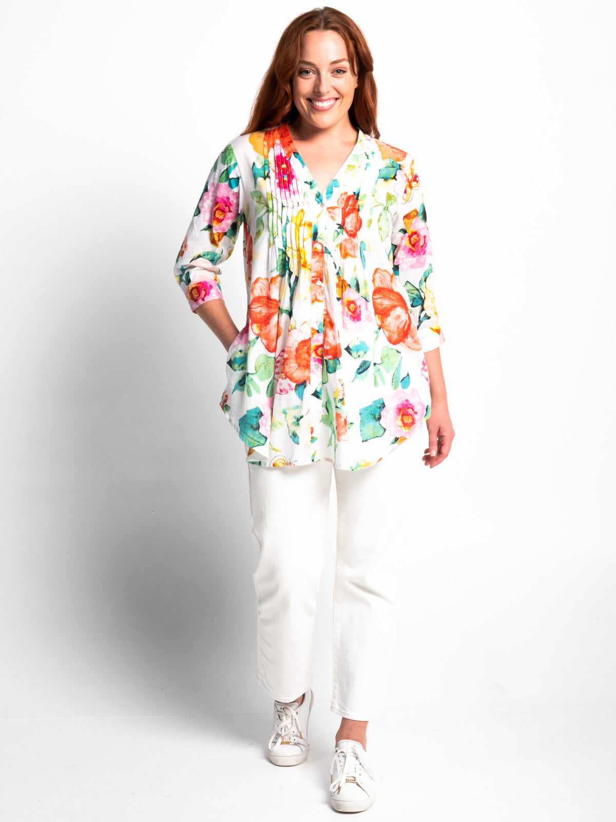 Palm Cove Top in White Garden