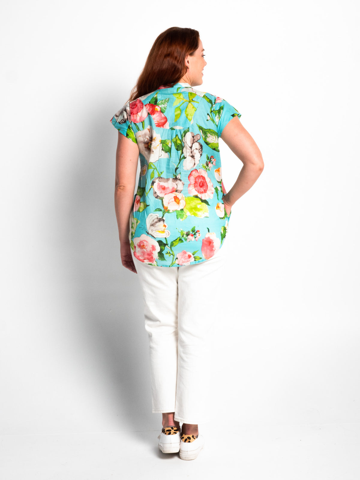 Magnetic Cap Sleeve Shirt in Turquoise Pretty